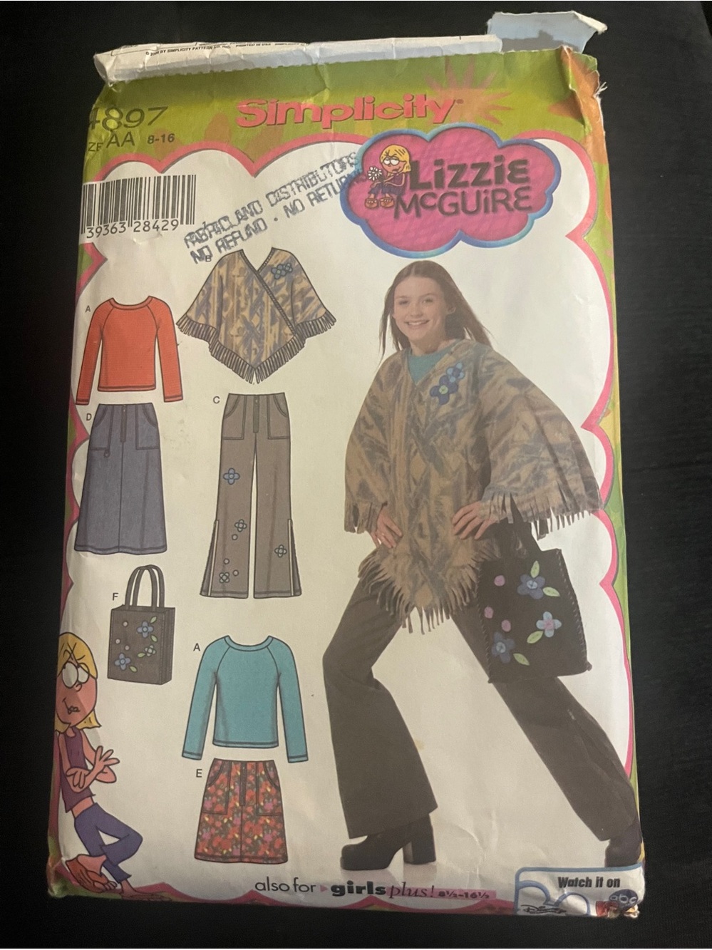 Vintage Lizzie McGuire costume pattern age 8to16 also girl plus retro Y2K